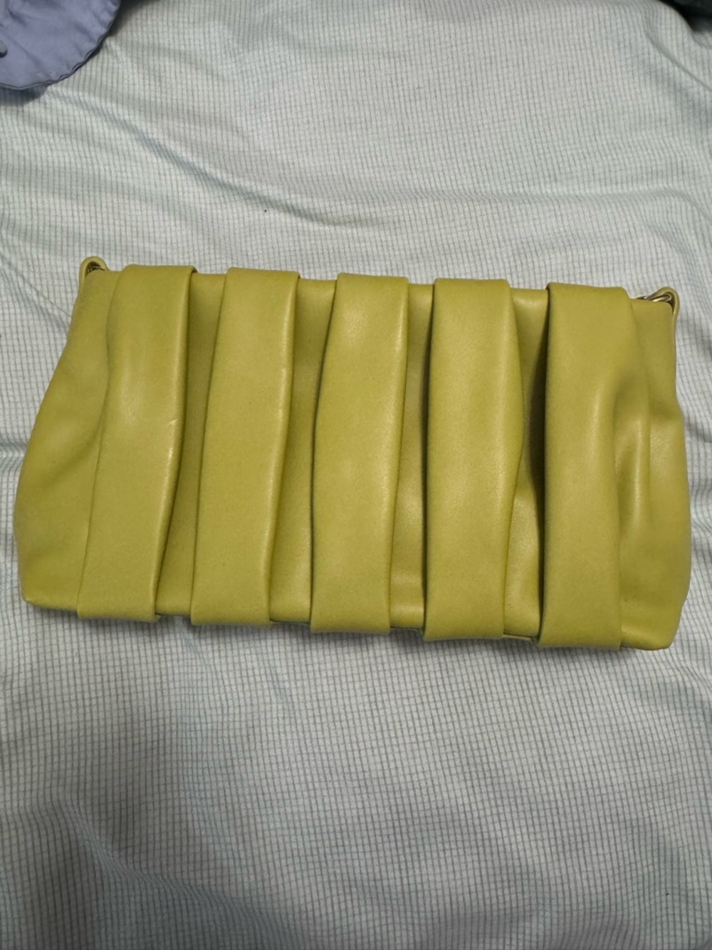 Women's Pleated Folded Clutch Bag in Chartreuse